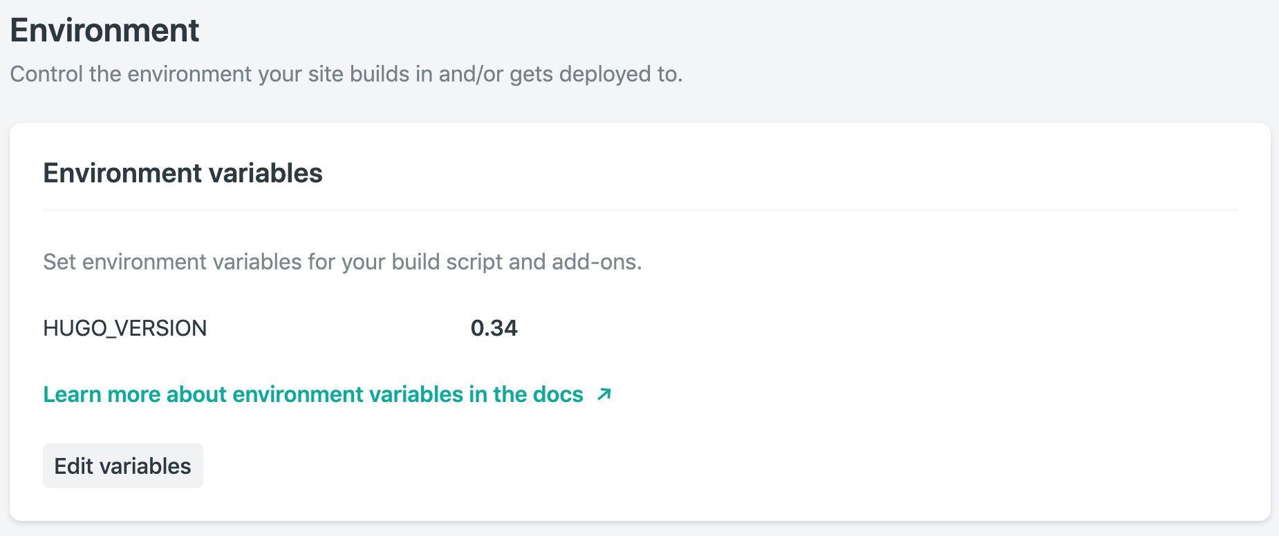 Environment variables panel